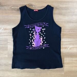 Y2K Peachie Keen The Cutest Cats Have The Sharpest Claws Black Tank Top Size XXL